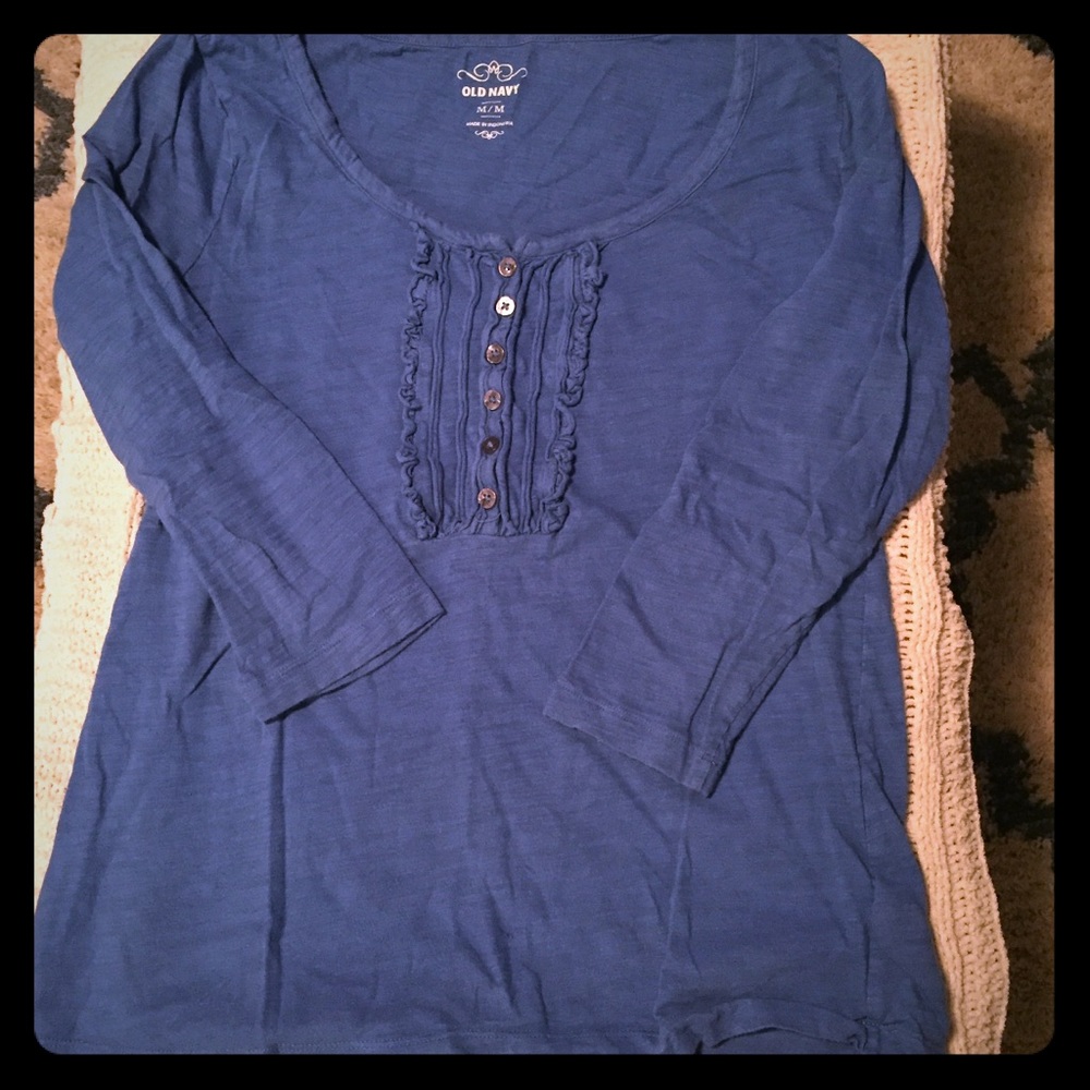Old Navy blue 3/4 length sleeve top size med